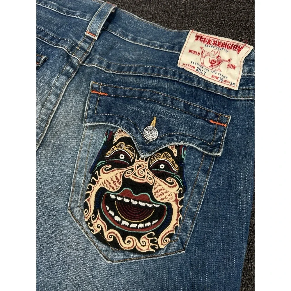 Vintage True Religion Billy Jeans Men 38x34 (Fits 41x35) Embroidered Hip Hop USA